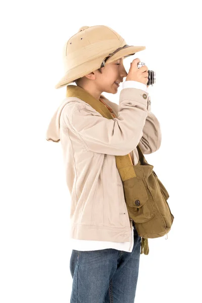 Хлопчик в одязі сафарі — стокове фото