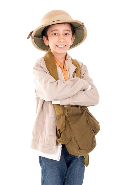 Jongen in Safari kleren — Stockfoto