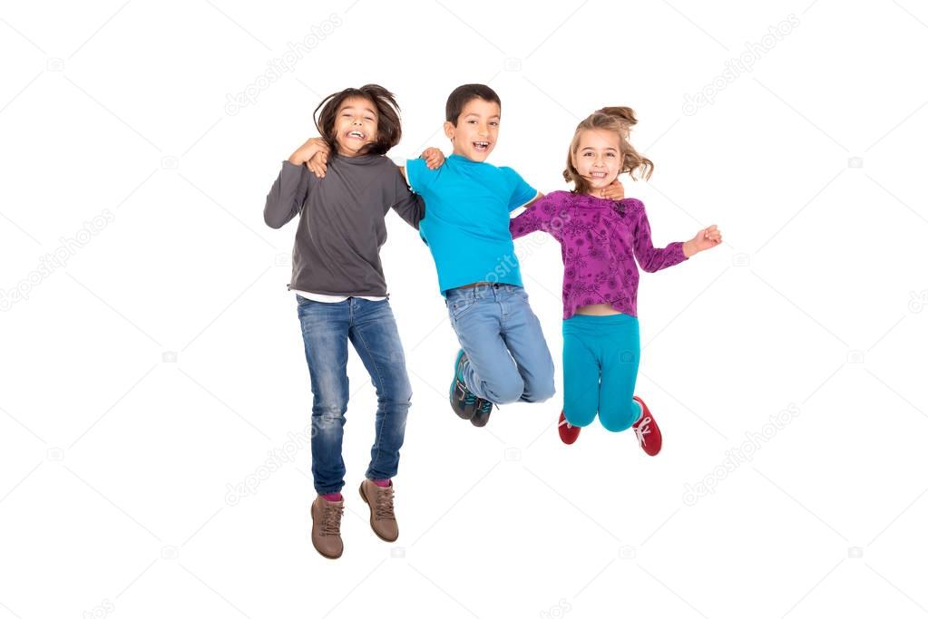Happy children jumping