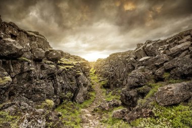 İzlanda'daki Oxarafoss giriş