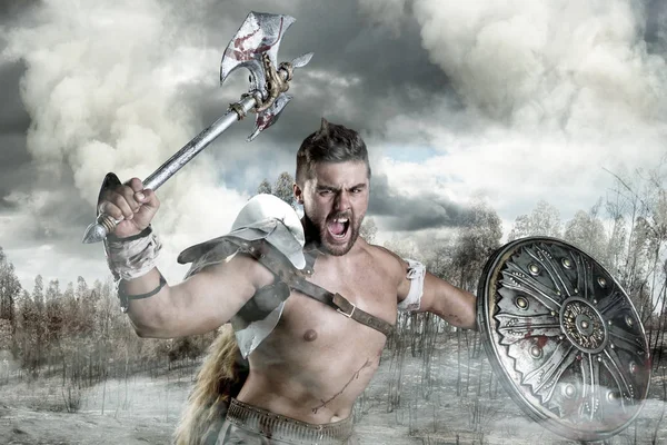 Gladiator / barbarischer Krieger — Stockfoto