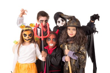 Kids in Halloween clipart