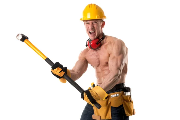 Mächtiger Bauarbeiter — Stockfoto