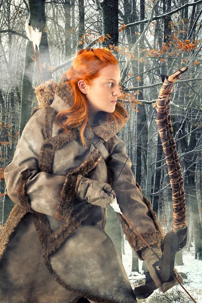 Bojovník dívka archer — Stock fotografie