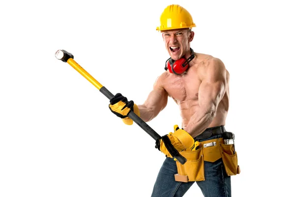 Výkonné stavební dělník — Stock fotografie