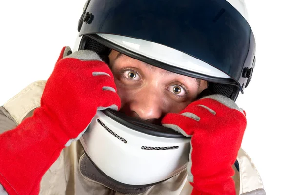 Racing driver isolated — Stock Photo, Image