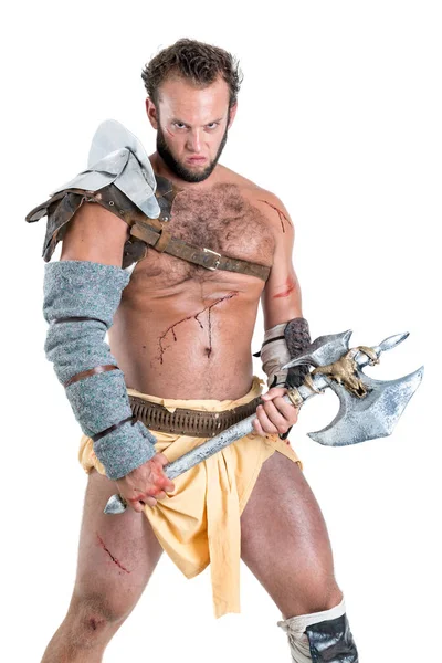 Gladiatore isolato in bianco — Foto Stock