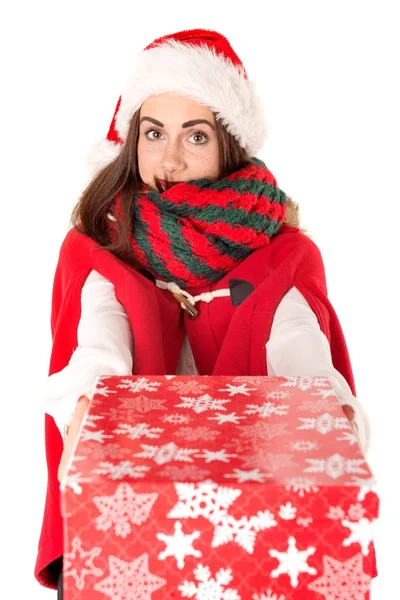 Ragazza con regalo di Natale — Foto Stock