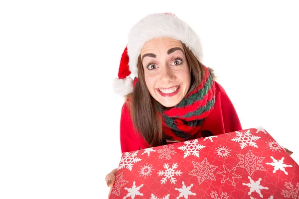 Ragazza con regalo di Natale — Foto Stock