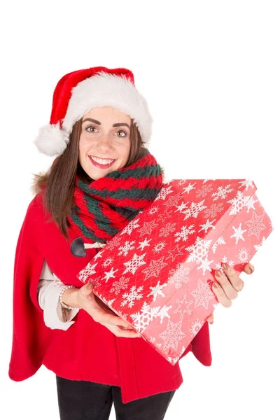 Menina com presente de Natal — Fotografia de Stock