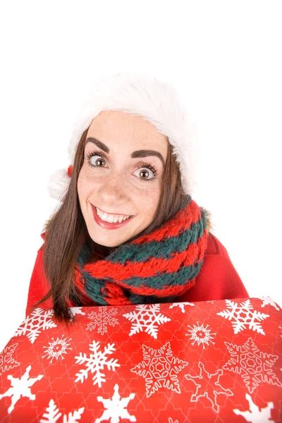 Girl with Christmas present — Stock Photo, Image