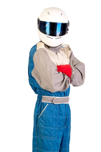 Racing driver with helmet — Stock Photo, Image