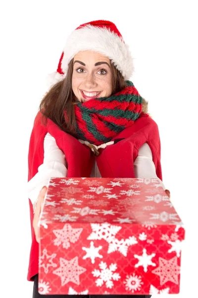 Menina com presente de Natal — Fotografia de Stock