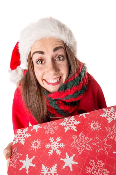 Menina com presente de Natal — Fotografia de Stock