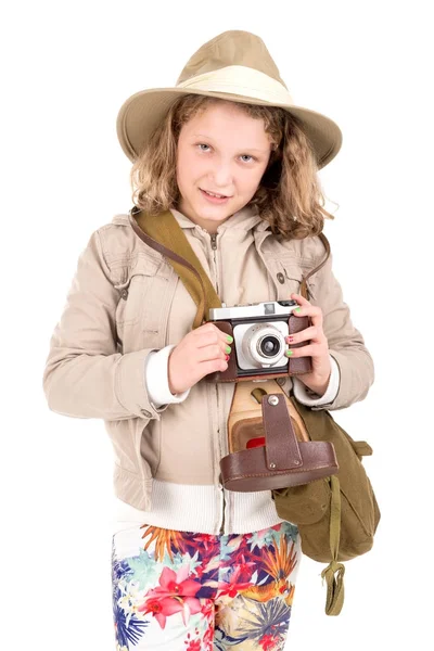 Girl in safari costume — Stock Photo, Image