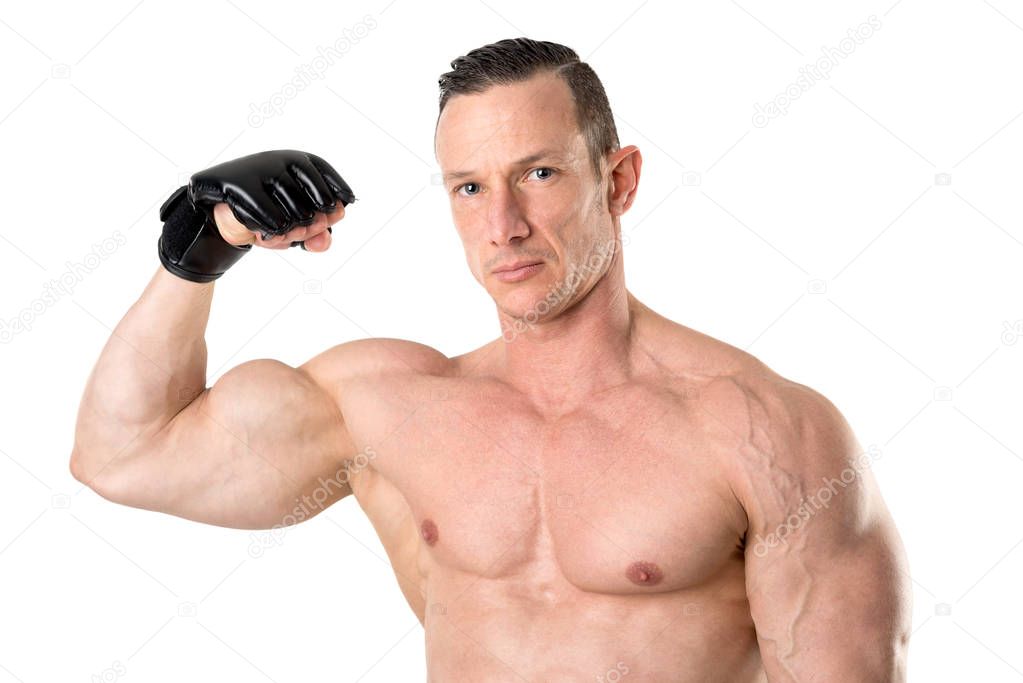 MMA fighter with gloves
