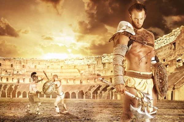 Gladiator in the arena — Stock Photo, Image