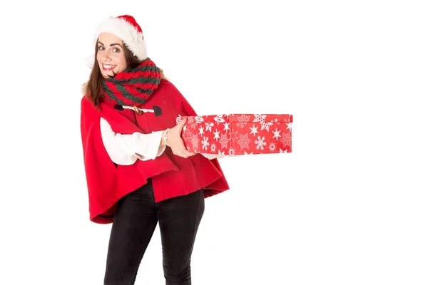 Girl with Christmas present — Stock Photo, Image