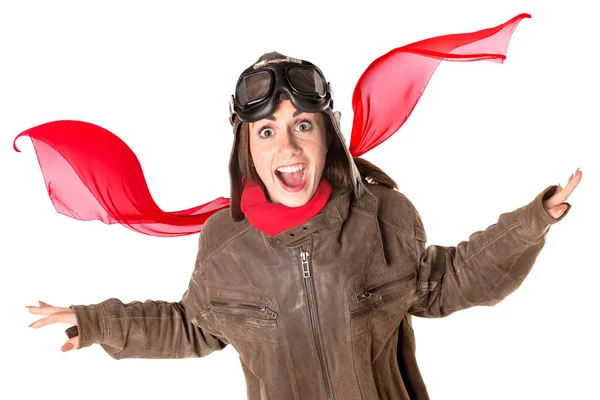 Funny aviator with freckles — Stock Photo, Image