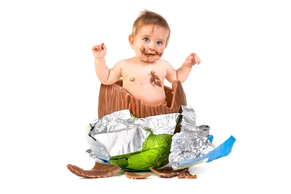 Baby inside an Easter egg — Stock Photo, Image