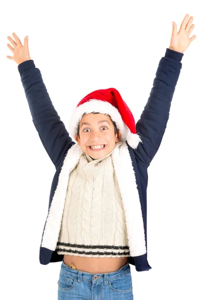 Ragazzo con cappello di Babbo Natale — Foto Stock