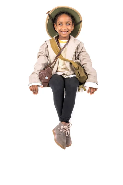 Kız safari kostüm — Stok fotoğraf
