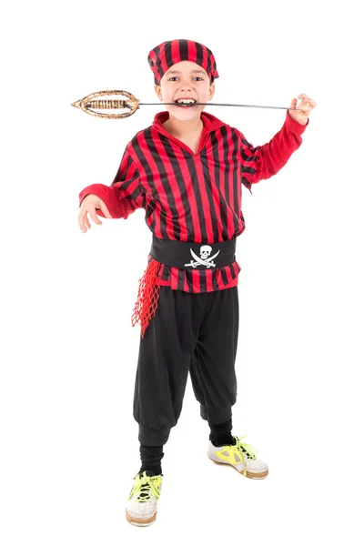 Хлопчик у піратському костюмі — стокове фото