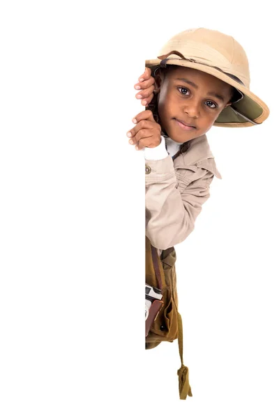 Gutt i safariklær – stockfoto