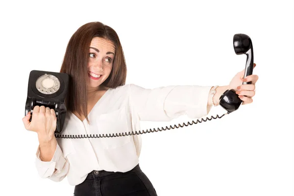 Lässige Frau macht ein Selfie — Stockfoto