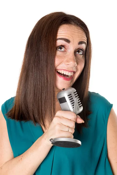 Casual woman singing — Stock Photo, Image