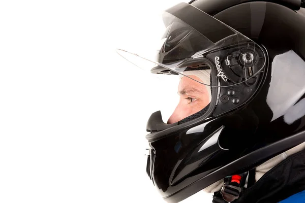 Motorista de corrida com capacete — Fotografia de Stock