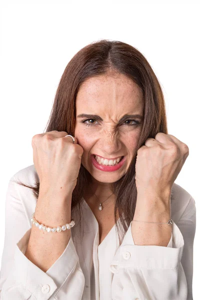 Angry casual young woman — Stock Photo, Image