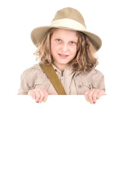 Girl in safari clothes — Stock Photo, Image