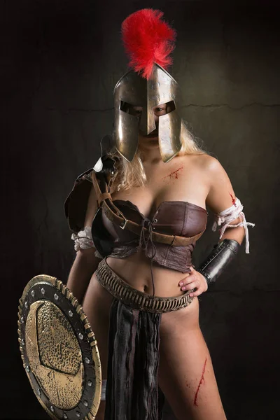 Femme gladiateur / Guerrier ancien — Photo