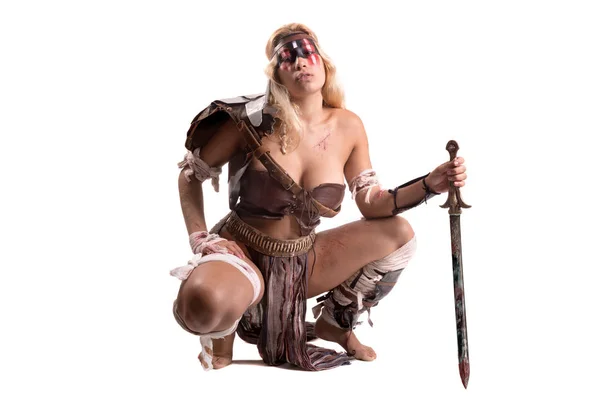 Vrouw gladiator/Ancient warrior — Stockfoto