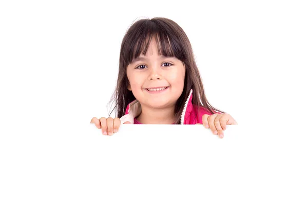 Young Girl Posing White Board — Stock Photo, Image