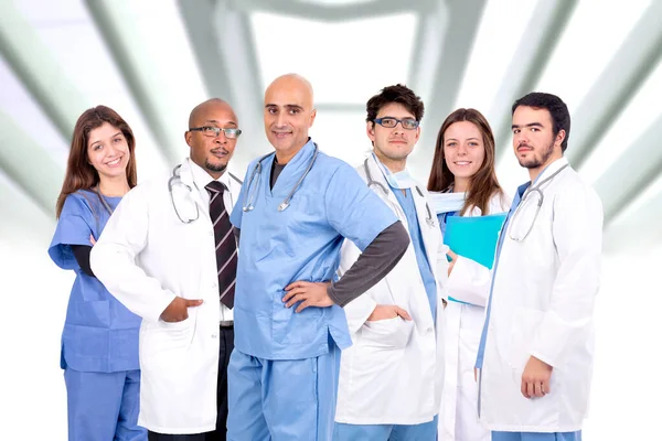 Doctors Group Team Isolated Light Background — Stock Photo, Image