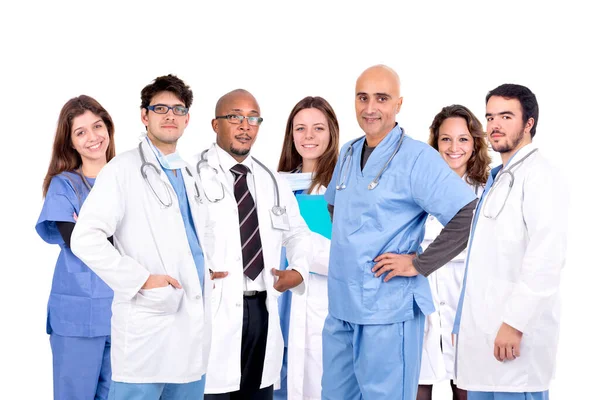 Doctors Group Isolated White Background — Stock Photo, Image