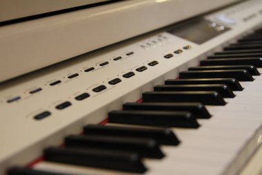 Piyano anahtar beyaz klasik piyano kadar kapatın