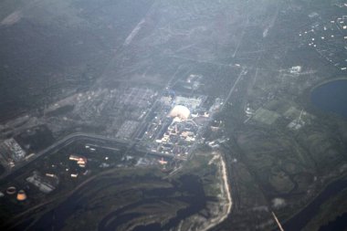 Chernobyl nükleer santral bir kuş bakışı, Çernobil, Ukrayna, 09.08.2017 üzerinden