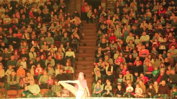 キエフ ウクライナ 2017 抵当流れを見て表彰台の観客 観客がサーカスのパフォーマンスを見る — ストック動画