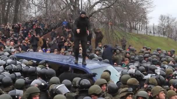 Ukraina Kiev December 2017 Folk Gör Uppror Mot Makt Kollisioner — Stockvideo