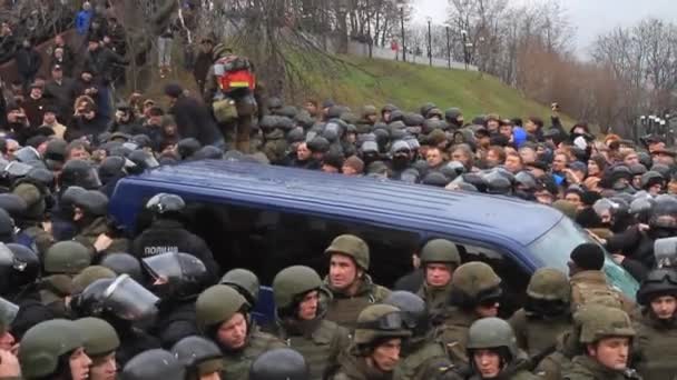 Ucraina Kiev Decembrie 2017 Oamenii Revoltă Împotriva Puterii Coliziuni Oameni — Videoclip de stoc