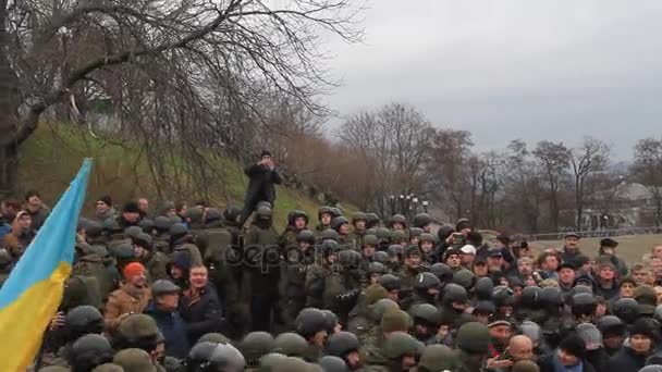 Ukraina Kijów Grudnia 2017 Ludzie Buntują Się Przeciwko Władzy Kolizje — Wideo stockowe