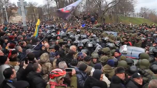 Ucrania Kiev Diciembre 2017 Pueblo Rebela Contra Poder Colisiones Personas — Vídeos de Stock