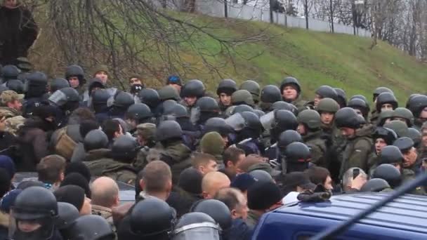 Україна Київ Грудня 2017 Року Люди Повстати Проти Влади Зіткнення — стокове відео