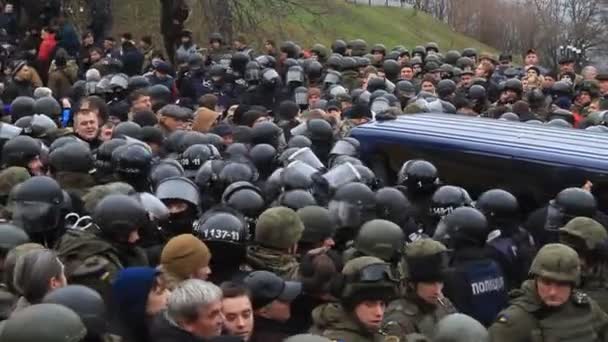 Ukraina Kiev December 2017 Folk Gör Uppror Mot Makt Kollisioner — Stockvideo