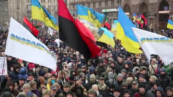 Киев Украина Декабрь 2017 Протестующие Сталкиваются Полицией Пытаясь Остановить Арест — стоковое видео