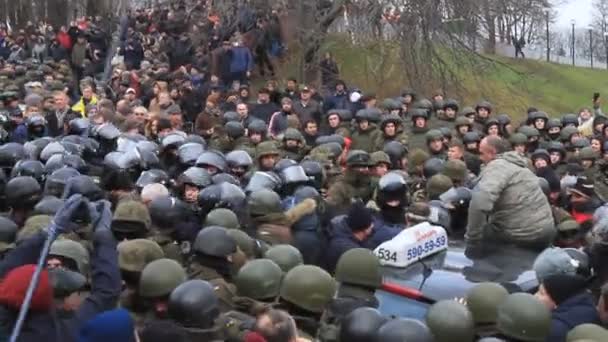 Ukrayna Kiev Aralık 2017 Güç Karşı Isyanlar Nsanlar Polisle Çarpışmalar — Stok video