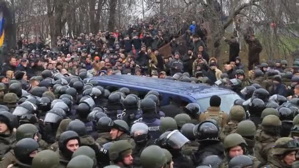 Ukraina Kiev December 2017 Folk Gör Uppror Mot Makt Kollisioner — Stockvideo